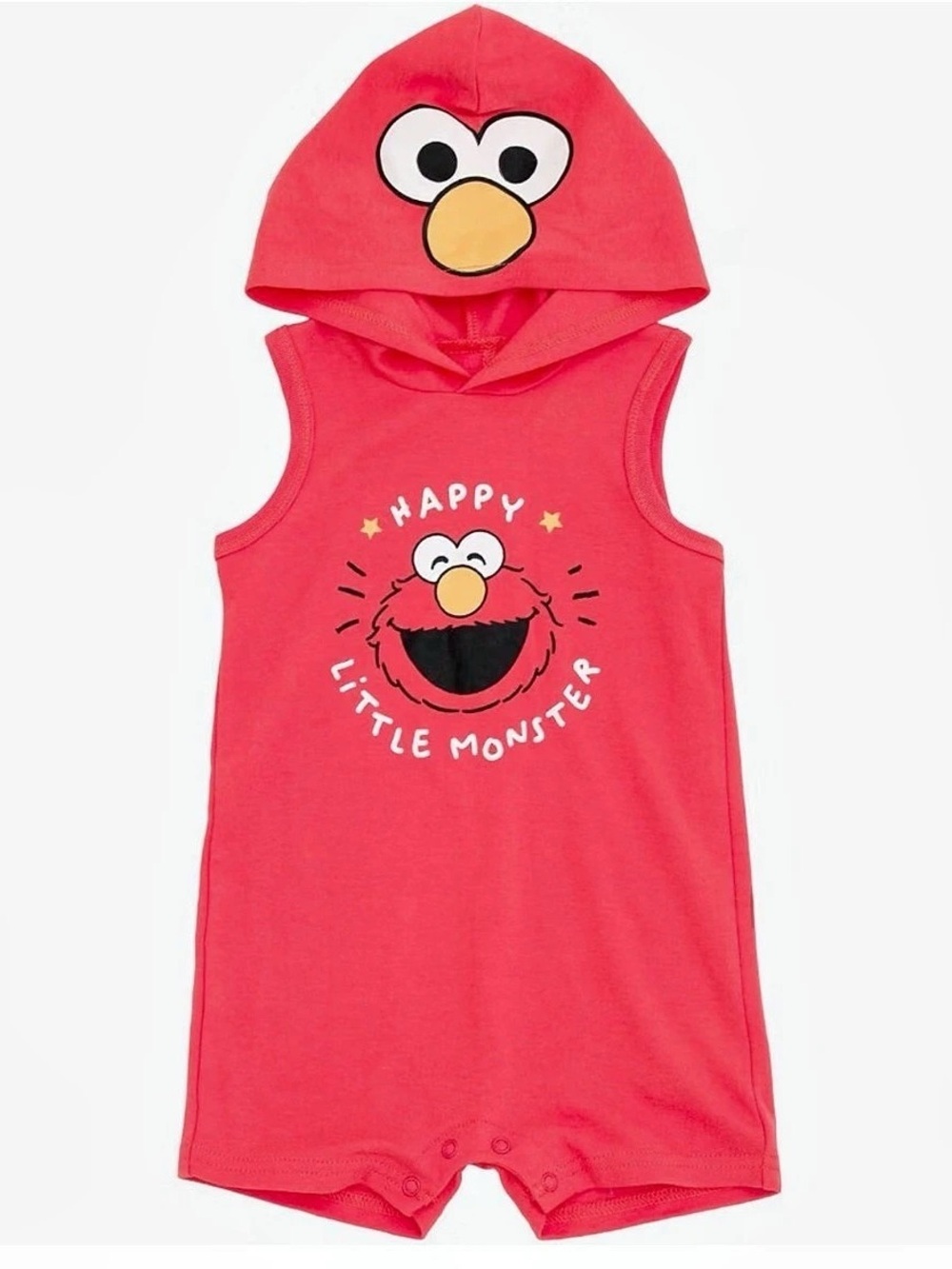 Sesame Street Elmo Happy Little Monster Hooded Romper Red Baby 0-3M